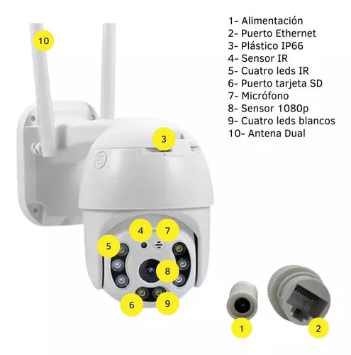 CÁMARA DE VIGILANCIA PARA EXTERIOR WIFI - 360°
