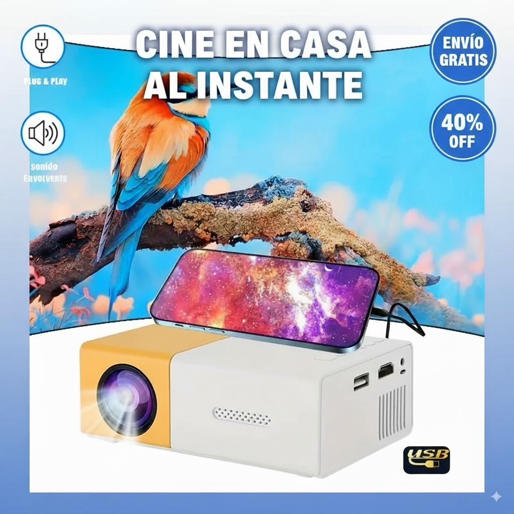 Mini Proyector LED Portátil: cine en casa al instante